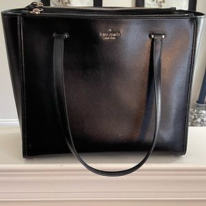 Kate Spade black large tote w/two zipper sides